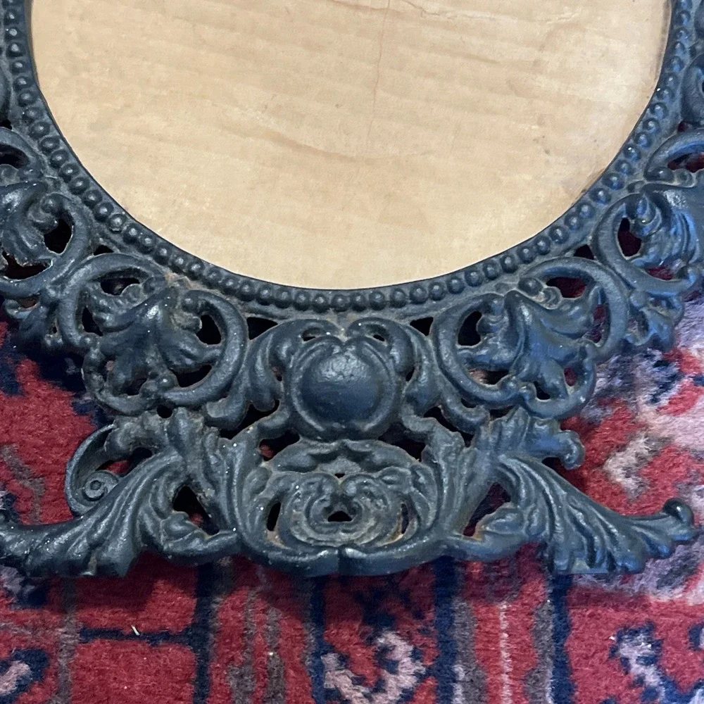 Antique EMIG Cast Iron Frame Dixie Pattern Heavy Ornate Victorian Oval Black